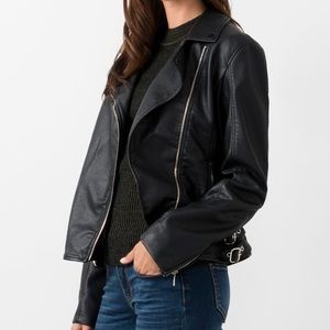 Suzy Shier Black FAUX Leather Jacket